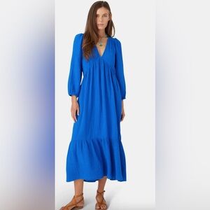 XIRENA long sleeve blue gaze maxi dress